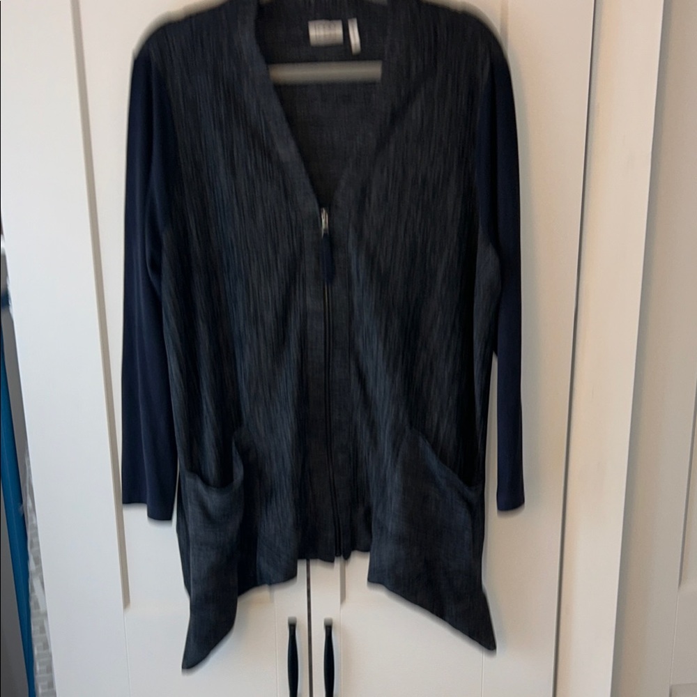 LOGO by Lori Goldstein Charcoal and Black Cardigan